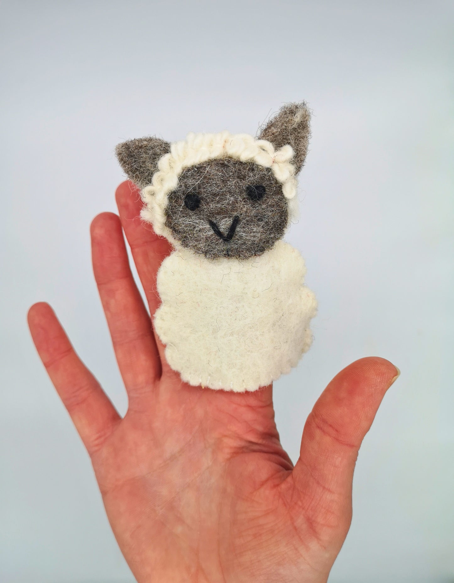 Handmade Sheep Felt Finger Puppet