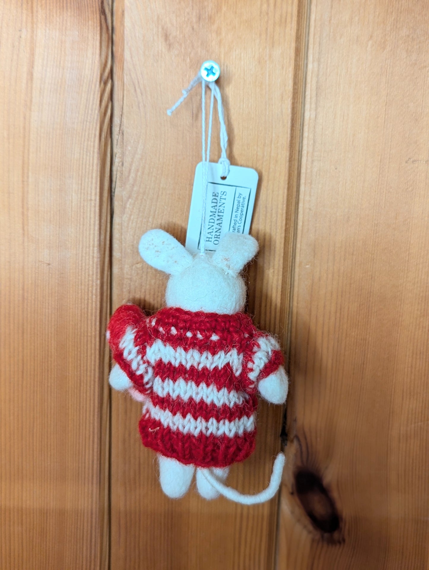 Handmade Mouse with a Toadstool Hanging Felt Decoration