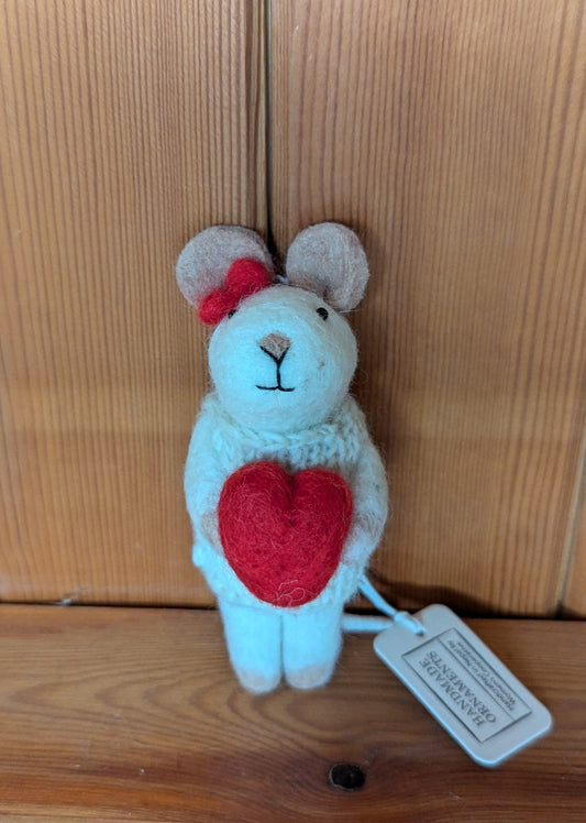 "I Love You" Mouse Hanging Felt Decoration