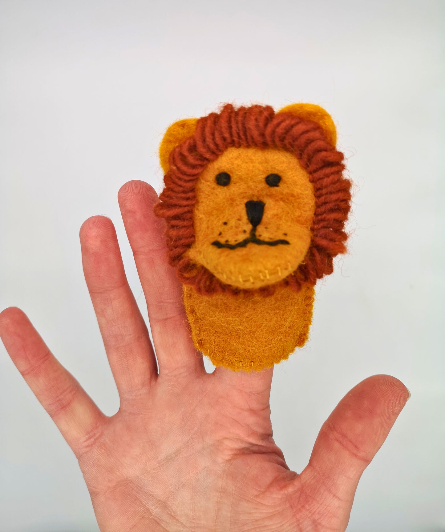 Handmade Lion Felt Finger Puppet