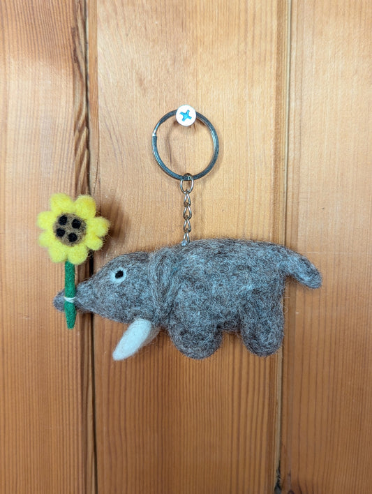 Elephant Felt Keyring