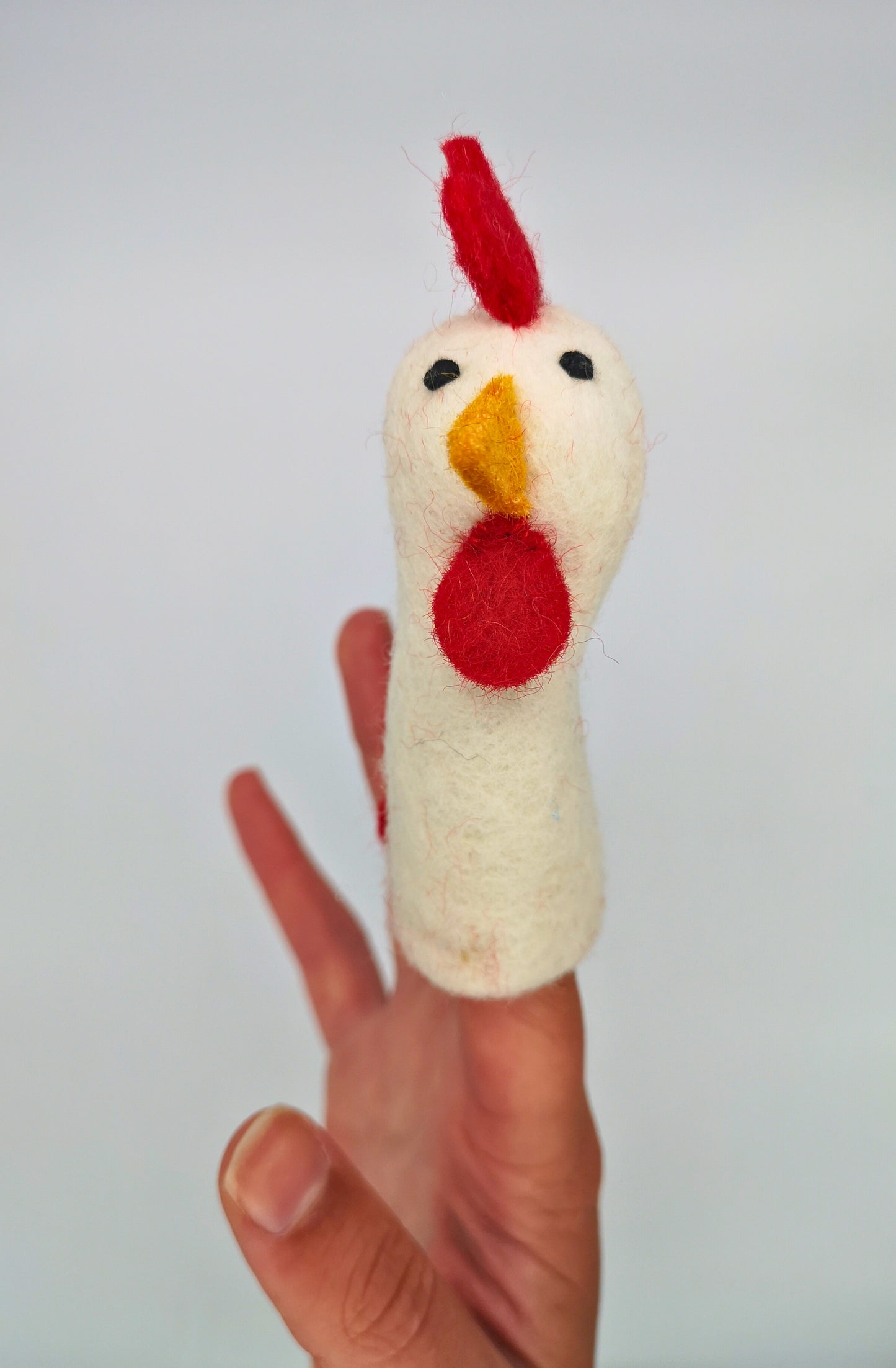 Handmade Chicken Felt Finger Puppet