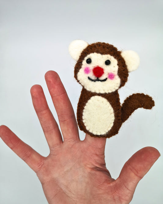 Handmade Monkey Felt Finger Puppet