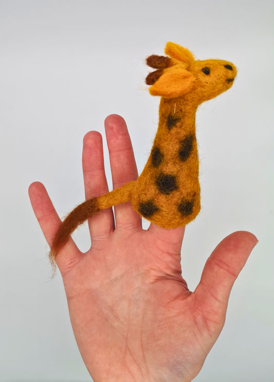 Handmade Giraffe Felt Finger Puppet