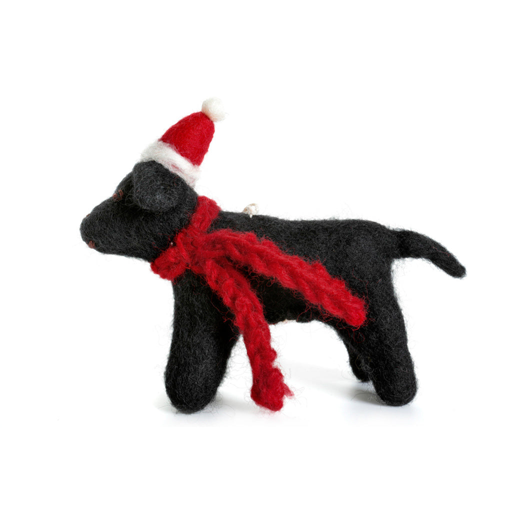 Black Labrador Hanging Christmas Felt Decoration