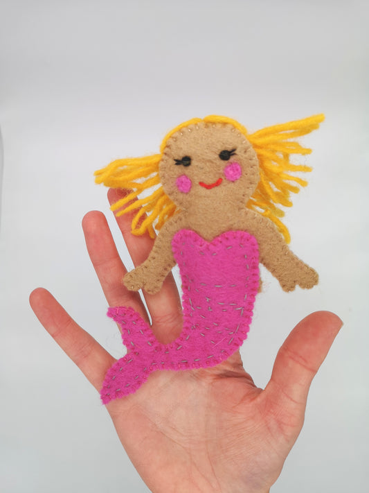 Handmade Mermaid Felt Finger Puppet