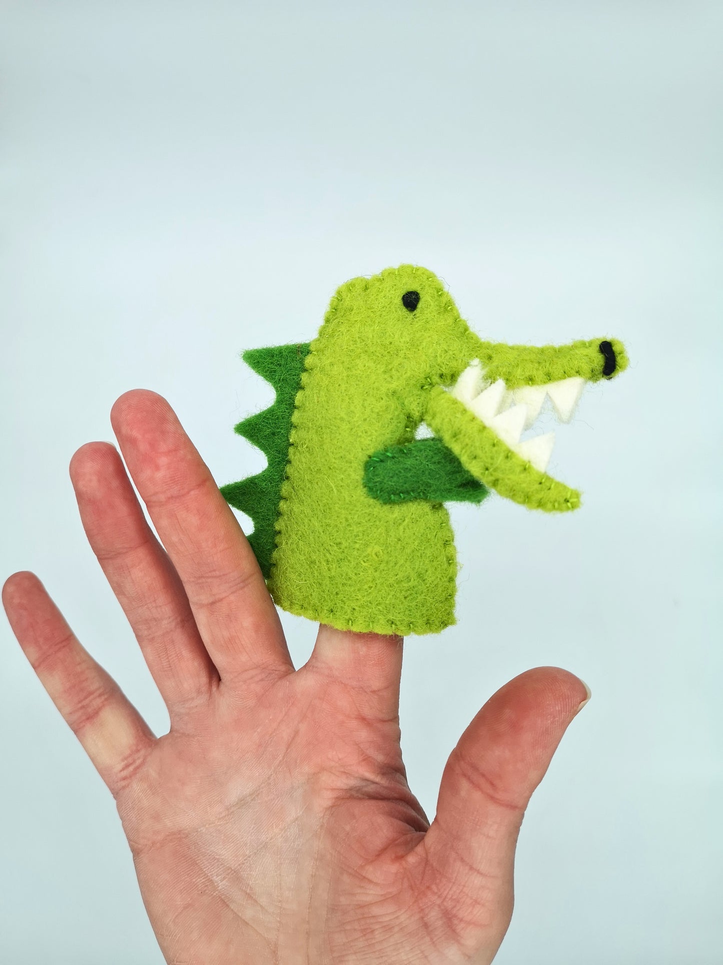 Handmade Crocodile Felt Finger Puppet