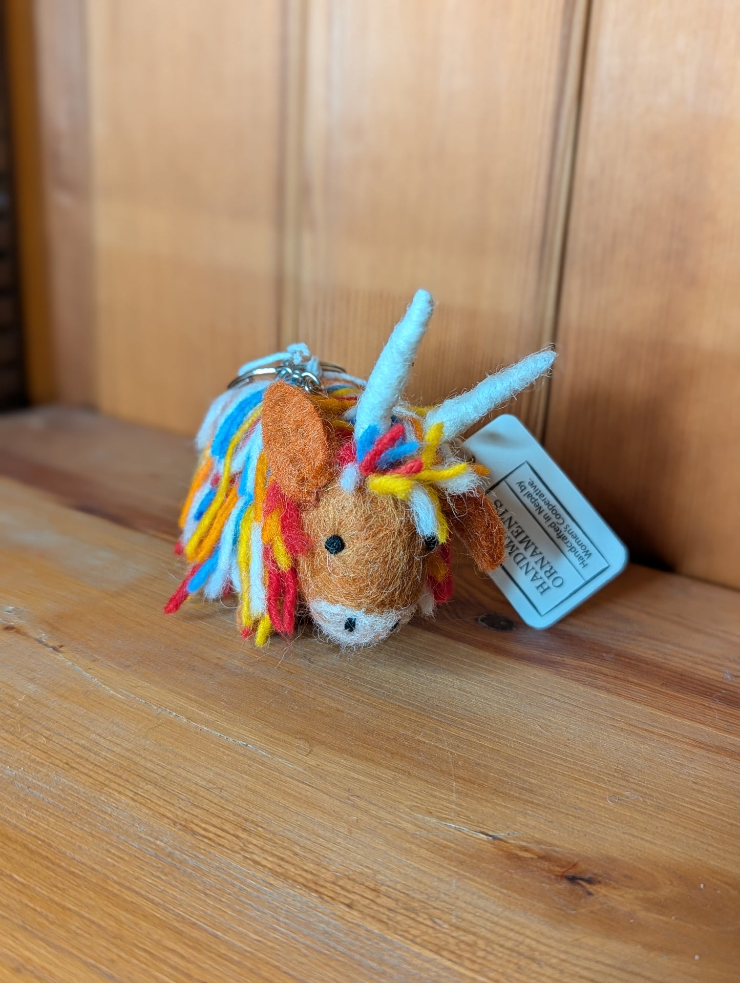 Multi coloured Highland Cow Felt Keyring