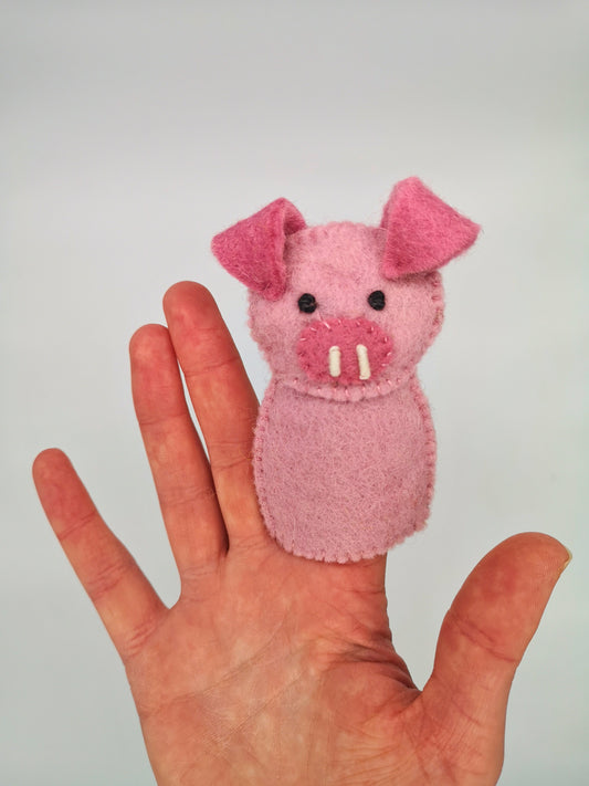 Handmade Pig Felt Finger Puppet