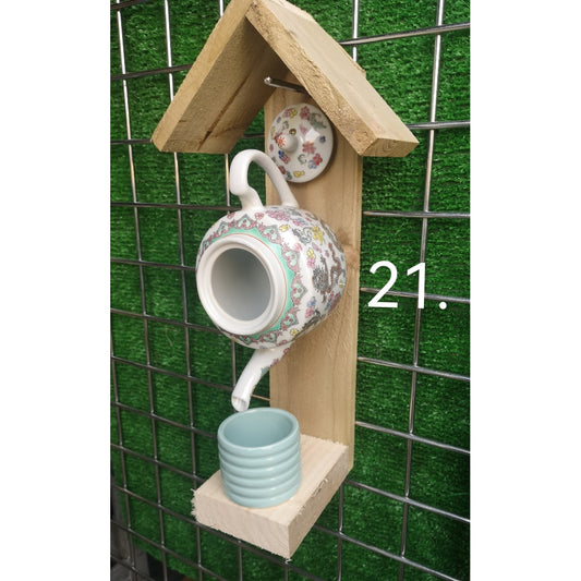 Handmade Novelty Teapot Bird Feeder. Number 12.