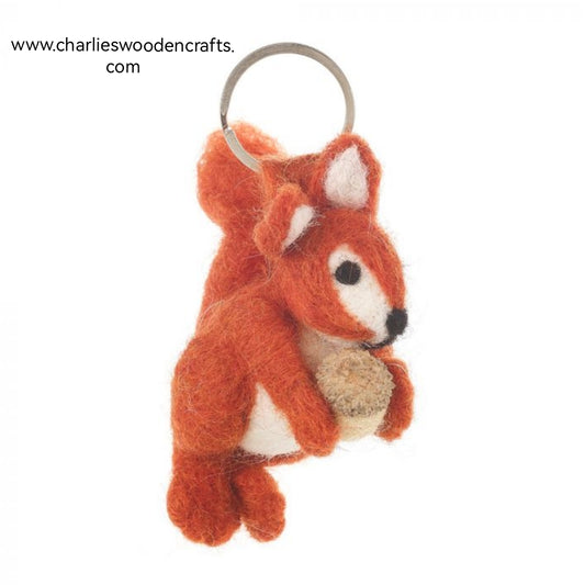 Red Squirrel Felt Keyring