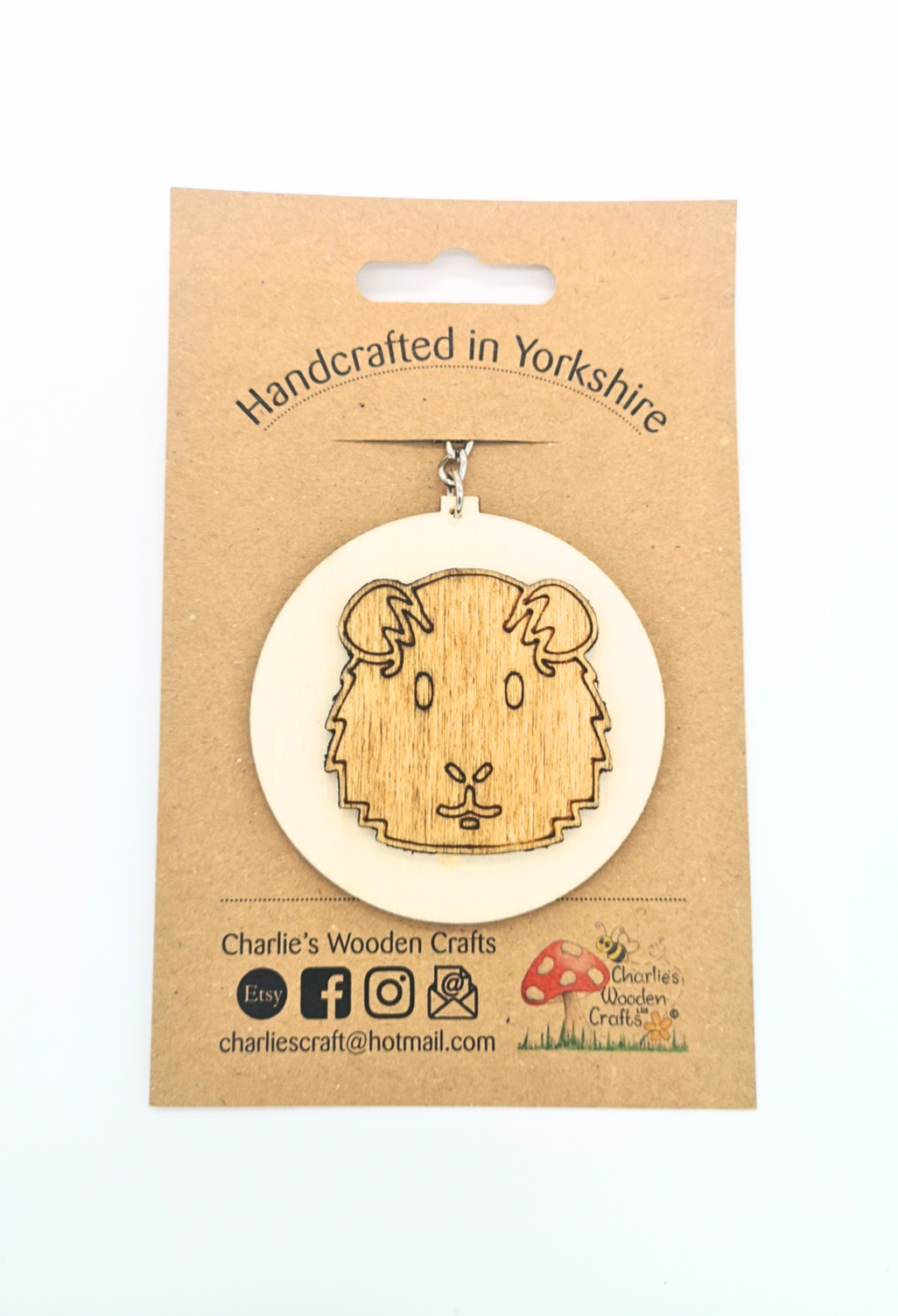Guinea Pig Wooden Keyring