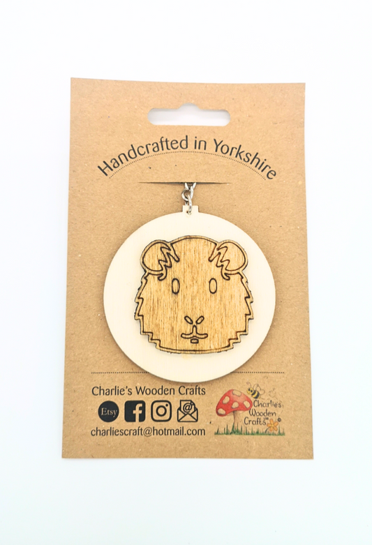 Guinea Pig Wooden Keyring