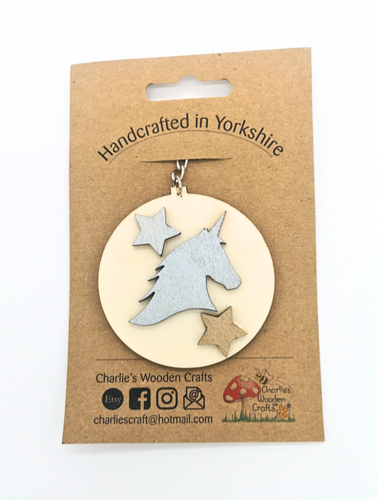 Unicorn Wooden Keyring