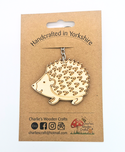 Hedgehog Wooden Keyring