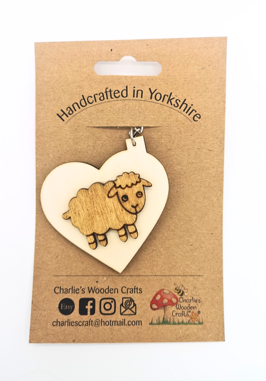 Sheep Wooden Keyring