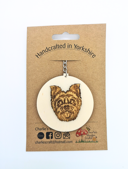 Yorkshire Terrier Wooden Keyring