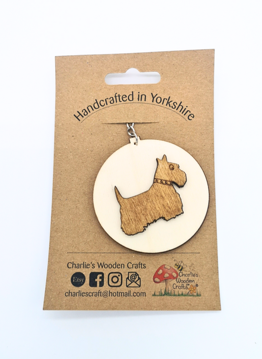 Scottie Dog Wooden Keyring