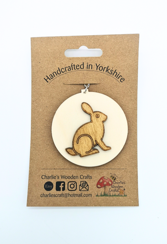 Rabbit Wooden Keyring