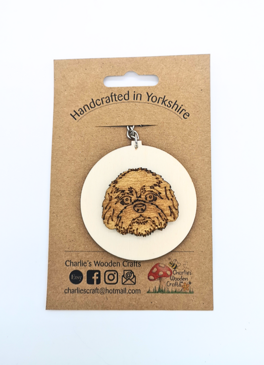 Shih Tzu Dog Wooden Keyring