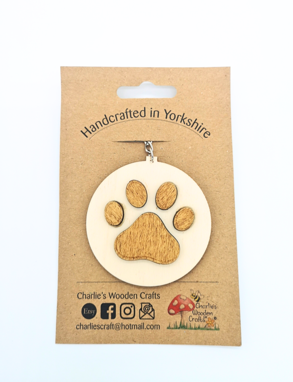 Paw Print  Wooden Keyring