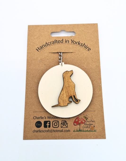 Labrador Dog Wooden Keyring