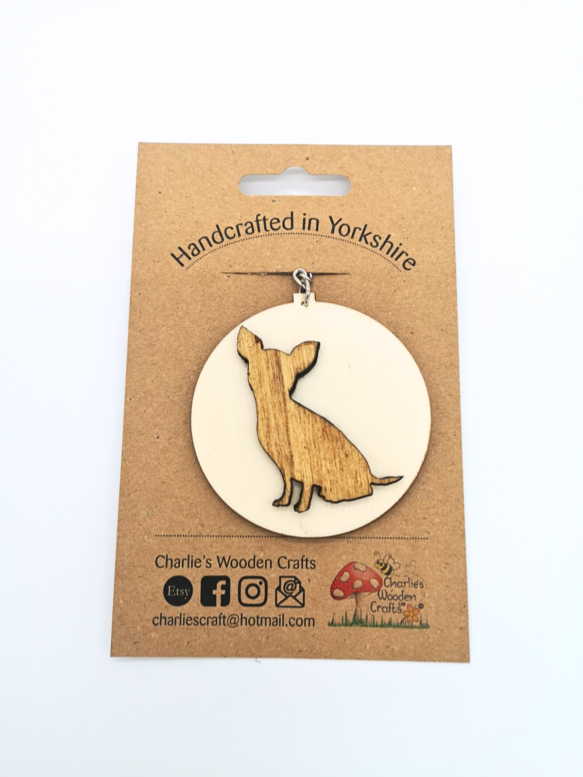 Chihuahua Wooden Keyring