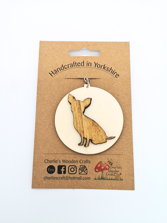Chihuahua Wooden Keyring