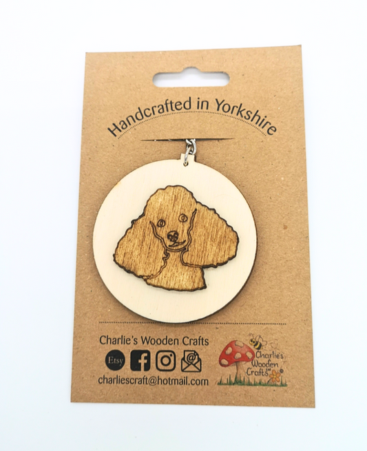 Poodle Wooden Keyring