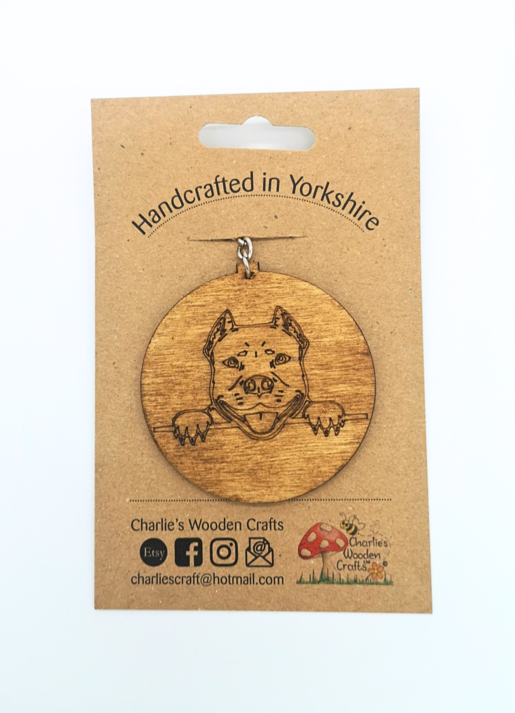 Staffordshire Bull Terrier (Staffy) Wooden Keyring