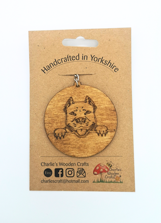 Staffordshire Bull Terrier (Staffy) Wooden Keyring