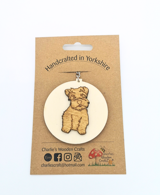 Schnauzer Wooden Keyring