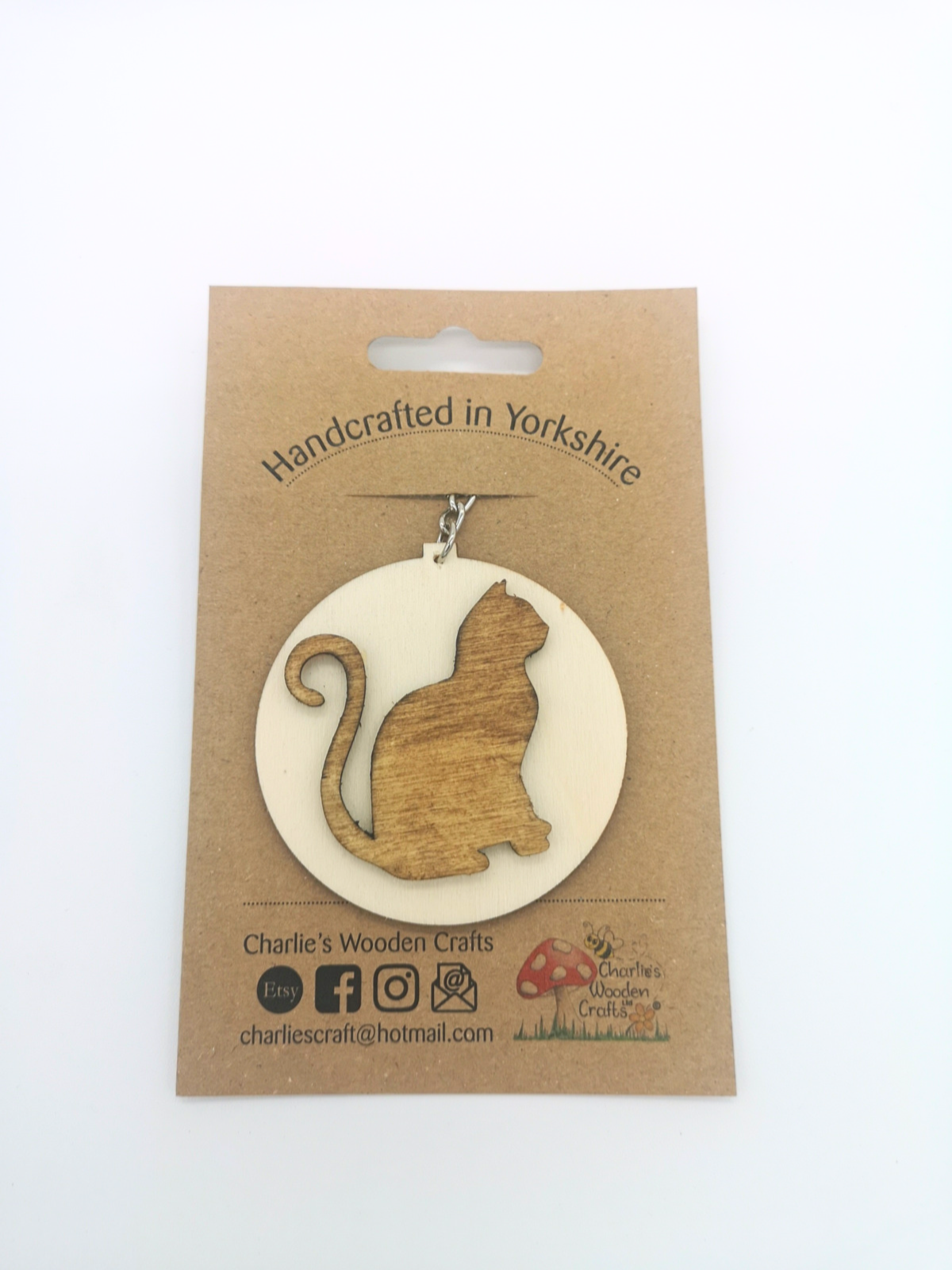 Cat Wooden Keyring