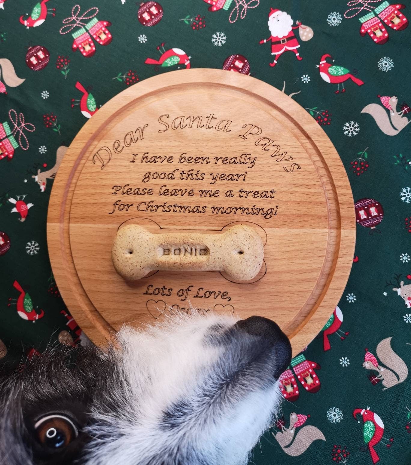 Personalised Pet/ Santa Paws  Christmas Eve Boards made on a high quality Beech board.