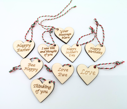 Wooden Heart Message to add to our felt keyrings and felt decorations